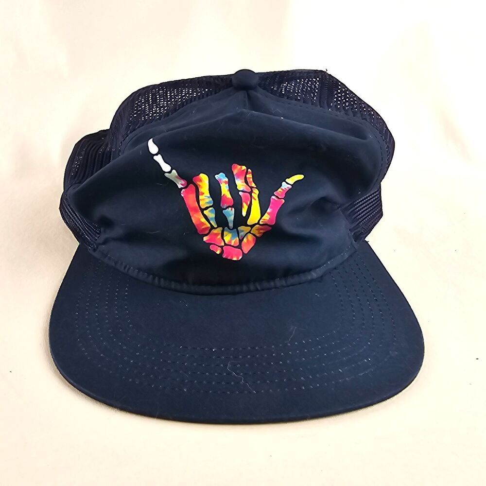 Cabana Crown Hat Mens Black Mesh Snapback Trucker Tropical Shaka Hand Surf Beach